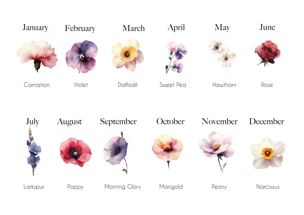 Example of birth month flowers for personalised cushion design