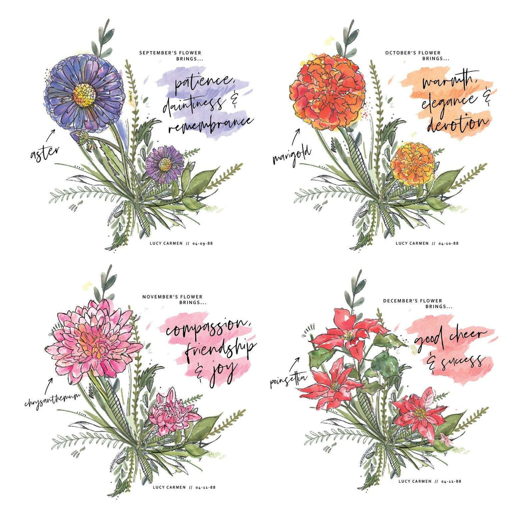 Example of birth month flowers for personalised cushion design