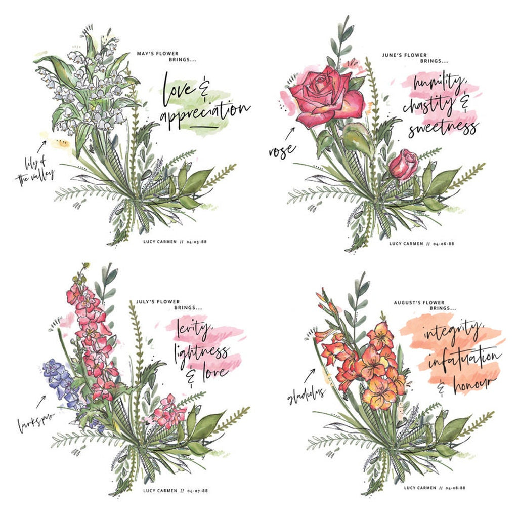 Example of birth month flowers for personalised cushion design