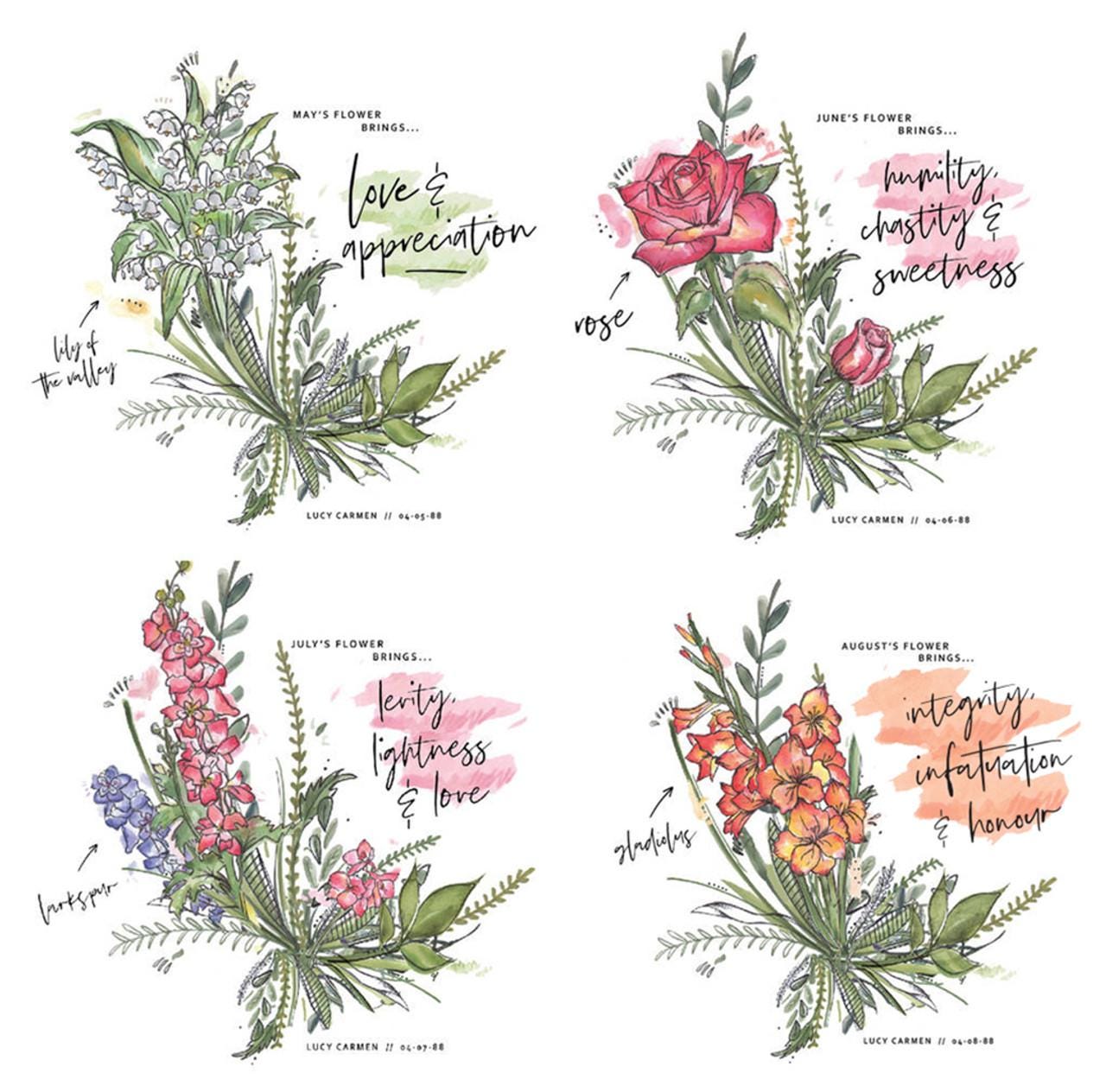 Example of birth month flowers for personalised cushion design