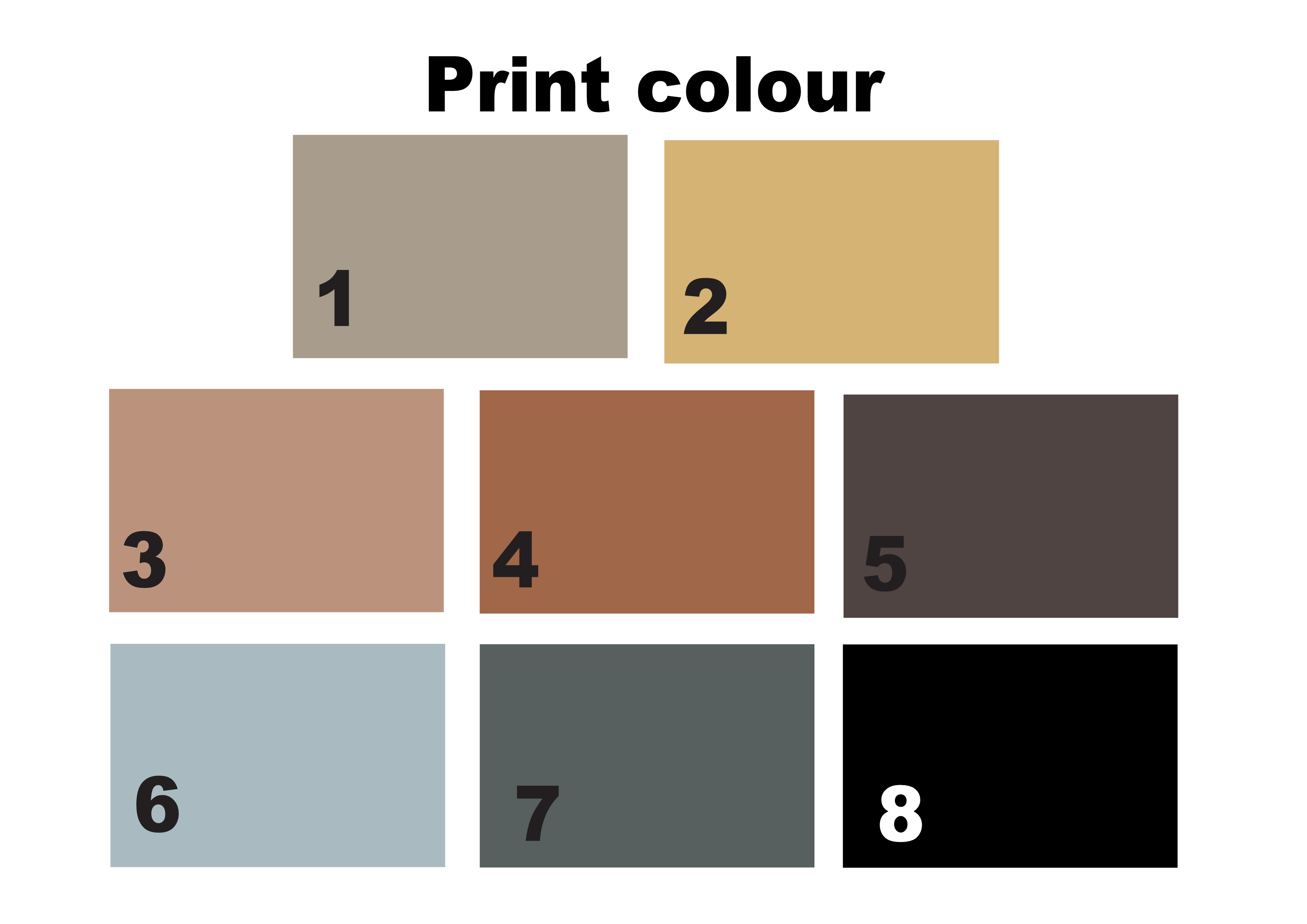 Example of colour options for personalised print design 